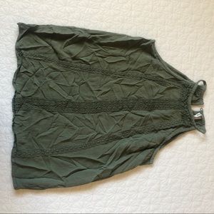 Olive green lace detail tank